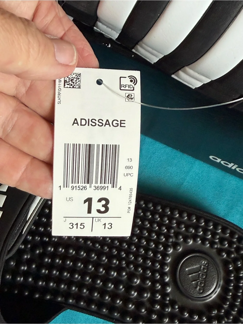 Adidas Adissage Men's Slides Size 13 NIB F35580 Black/White